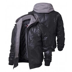Men Leather Motorcycle Black Jacket